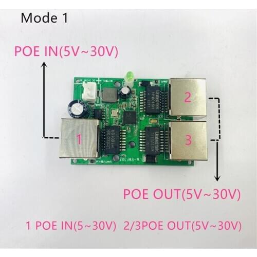 Reverse power supply POE switch POE IN/OUT5V/12V/24V 75W/2=38.5W 100mbps 802.3AT 45+78- DC5V~30V long distance series Force POE