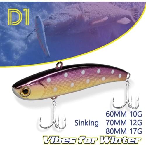 D1 Vibes for winter Fishing Koume 80 VIB Lures 80mm 17g Long Casting Hard Bait Sinking Artificial Bait Bass Pike Fishing Tackle