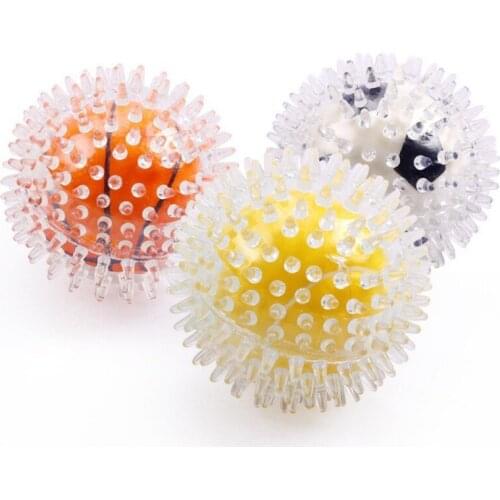Pet Dog Thorny Round Ball Light Puppy Molar Teeth Cleaning Chewing Squeaky Sound Toy Interactive Teeth Dog Pet Cleaning Toy