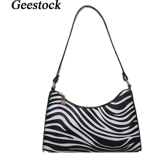 Geestock Women Fashion Shoulder Bags for PU Zebra Cow Leopard Pattern Luxury Handbag Ladies Baguette Totes Purse