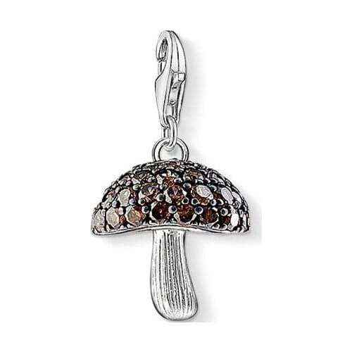 ThomasPT1428 Brown Mushroom Charm Euro-American style Good Jewelry In Ts925 925 Sterling silver Fit Bag Bracelet