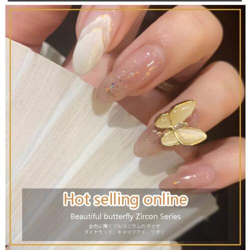 Nail Art Decorations Metal Alloy Butterfly Shape 3D Gold Jewelry Diamond Nail Charms Nail Shinning Rhinestones designer charms