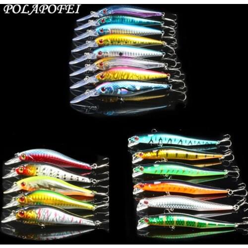 19pcs Wobbler Fishing Lure Minnow Crankbait Pike Salmon Artificial Bait Balancer Fish Hook Fishing Accessories Tackle Tools D