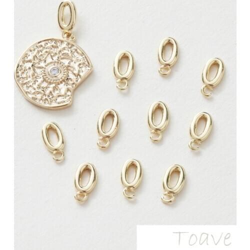 14K Gold Plated True Color Protection Oval Opening Basic Pendant Parts DIY Beaded Necklace Bracelet Material Accessories 10pcs