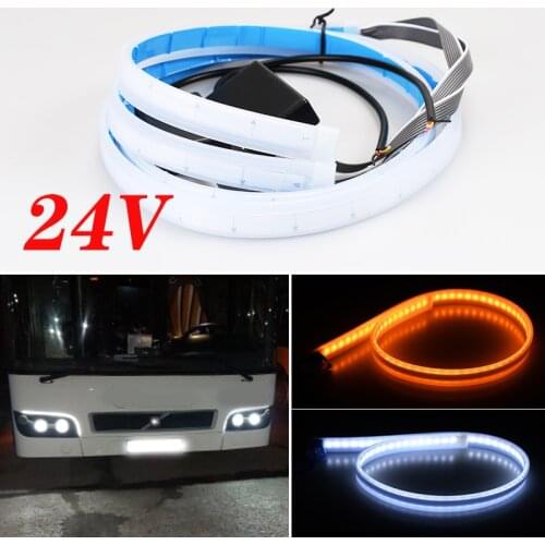 2X 24V Car Flexible Turn Signal Lights LED Signal Lamp Auto Headlight Strips Daytime Running Light Dual Color Soft Tube Led DRL