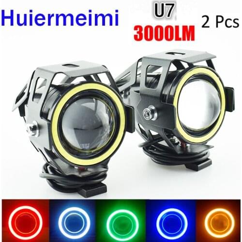 2Pcs 12V 125w Motorcycle LED U7 Headlamp 6500K 3000lm Motorbike Spot Headlight moto Fog Light Motorcycle auxiliary Driving Lamp