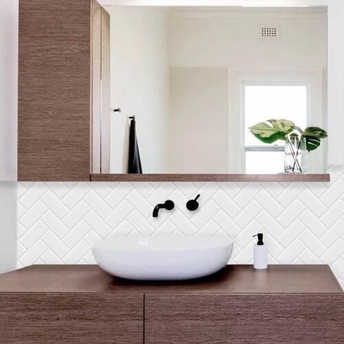 3D White Brick Subway Tile Peel and Stick DIY Kitchen Bathroom Home Decor Vinyl Sticker Self Adhesive Wall Decals DIY