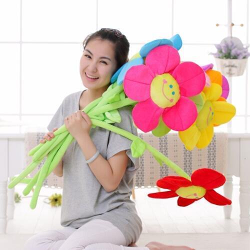 5 pieces a lot big beautiful sunflowers new plush creative muti-colour sunflowers about 85cm 0272