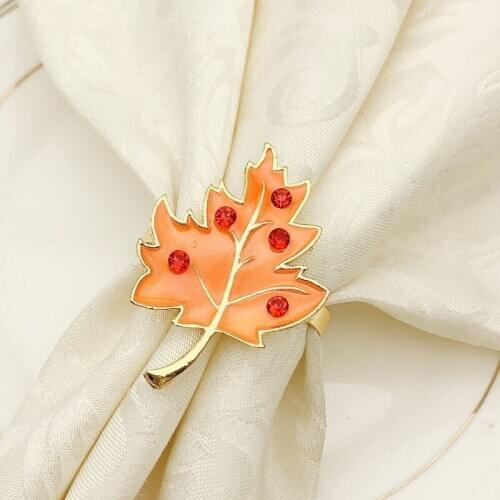 8pcs/lot Leaf napkin ring metal multicolor napkin ring hotel napkin holder suitable for wedding banquet holiday party supplies