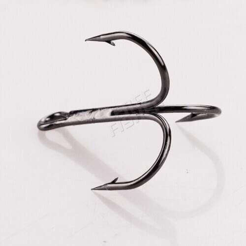 Free Fisher 100pcs/pack Size 8# 35656 Round Bent Treble Hooks Fishing Accessories Black Triple Sharp HOOKS