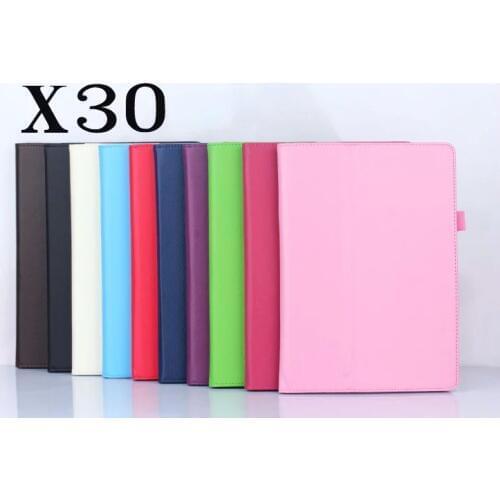 100pcs Business PU Leather Cover for Lenovo Tab 2 A10-30 X30F X30L TB3-X103F 10.1 inch Tablet Case Crystal Screen Protector Film