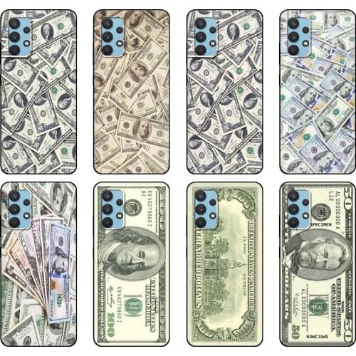 Black tpu Case For Samsung galaxy A12 A22 A32 A42 A52 A72 4g 5g S21 PLUS ultra back cover Money Dollars Bill Cash Ben Franklin