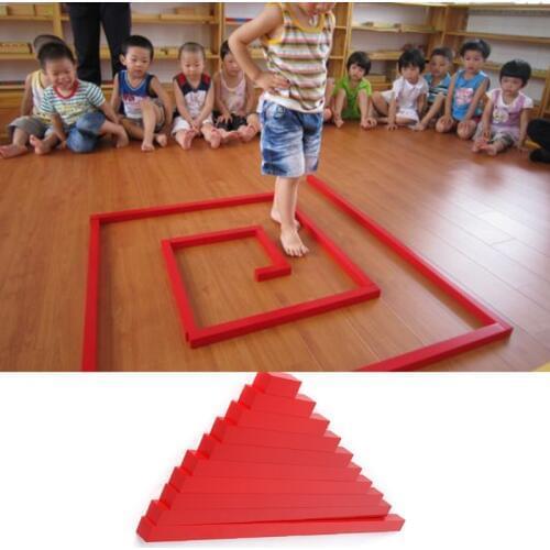 Montessori Wooden Red Long Sticks Math Rod Toys Kids Educational Early Teaching
