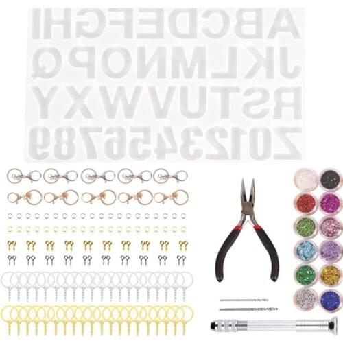 DIY Crystal Epoxy Alphanumeric Mold 125 Pieces Combination Handmade Jewelry Accessories Resin Silicone Model