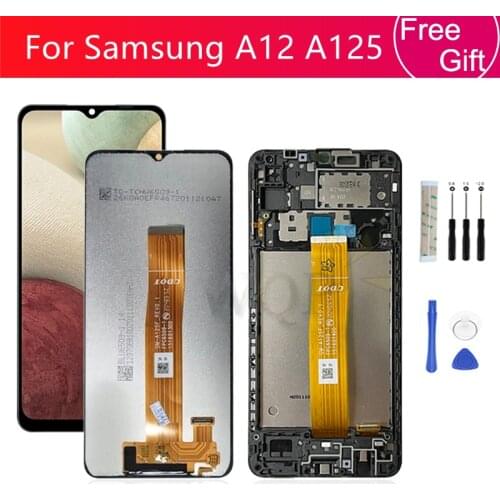 For Samsung Galaxy A12 A125 display LCD touch screen digitizer Assembly With Frame replacement Repair Part 6.5"
