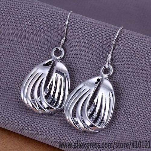 E229 Hot Sale High Quality Silver Clolor Jewelry,Wholesale Jewelry Elegant Charms Fashion Five Lines Corrugated Earrings /dm