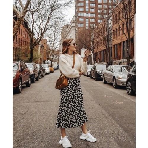 Elfbop Viscose & Rayon Ladies 2019 Newest Daisy Printed Midi Skirt