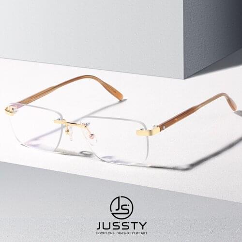 Luxury Brand Rimless Myopia Prescription Glasses Men Optical Bifocal Progressive Eyeglasses Male Custom Multifocal Spectacles