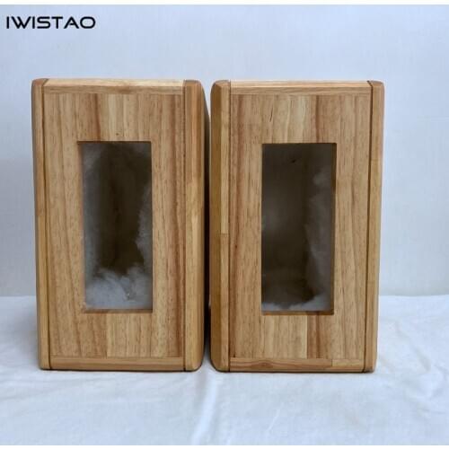 IWISTAO HIFI 4 Inch Bookshelf Solid Wood Empty Sealed Speaker Cabinet 1 Pair 6.9L for G1 Aluminum Ribbon Tweeter