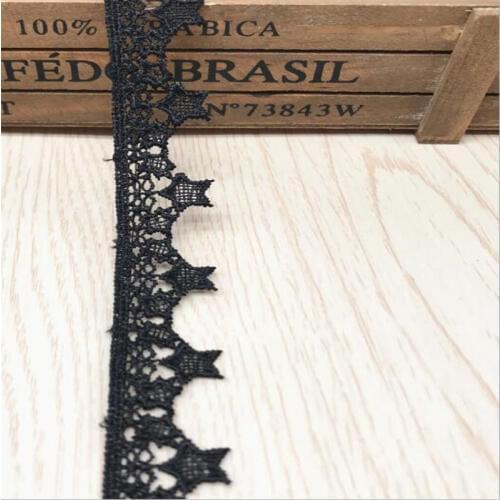Quality black lace dress cute star embroidered lace mesh width 2.3 cm handmade lace fabric