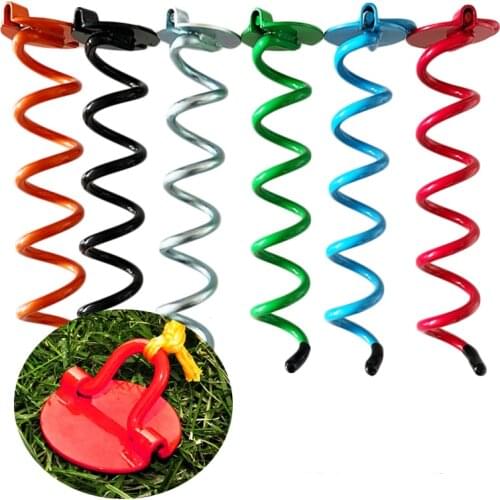 Ring Spiral Ground Anchors Metal Ground Stakes Dog Out Stake Spiraling Anchor Trampoline Anchors for Tent, Securing Trampolines