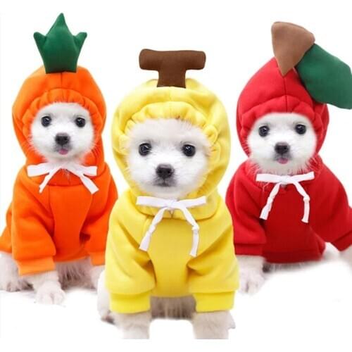 Pet Costume Cute Fruit Dog Hoodies Coat Winter Warm Fleece Puppy Dog Clothes for Cat French Bulldog Chihuahua Small Dog Clothing