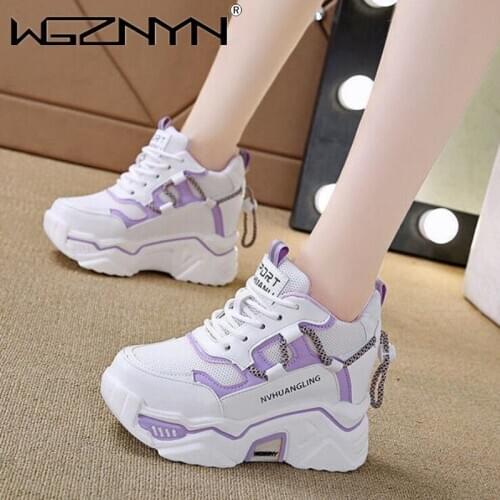 Brand Women Platform Chunky Sneakers High Lace-up Casual Vulcanize Shoes Women Luxury Designer Old Dad Female Fashion Sneakers