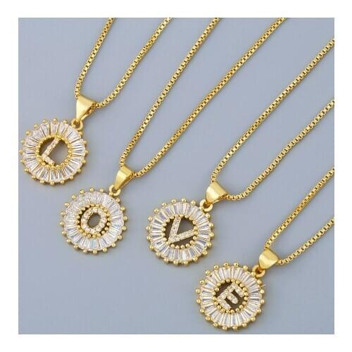 Last name letter A-Z multicolor micro pave cz zircon cubic zirconia necklace Clavicle gold plated Snake Chain Pendant hg3