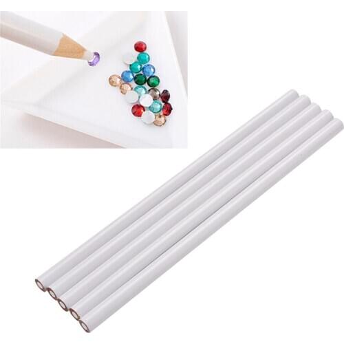 Hot Sales High Quality 5pcs Gem Crystal Rhinestones Picker Pencil Nail Art Craft Tool Wax White Pen New 8.8CM