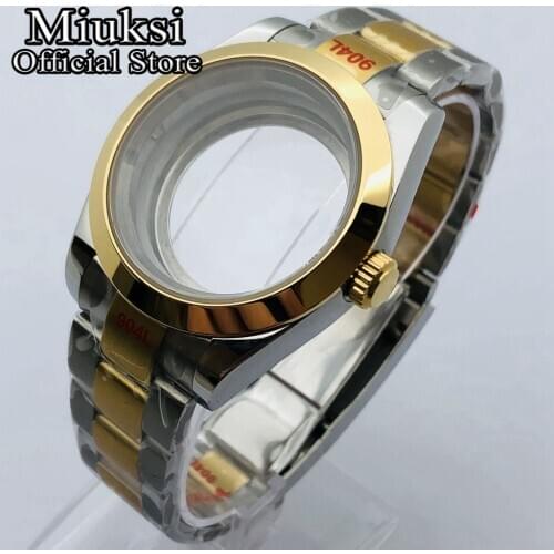 Miuksi 40mm silver gold sterile case sapphire glass fit NH35 NH36 ETA 2836 Miyota 8205 8215 821A Mingzhu DG2813 3804 movement