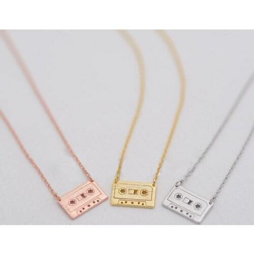 Fashion tape pendant necklaces Beautiful music tape model pendant necklaces Creative nostalgic design pendant necklaces