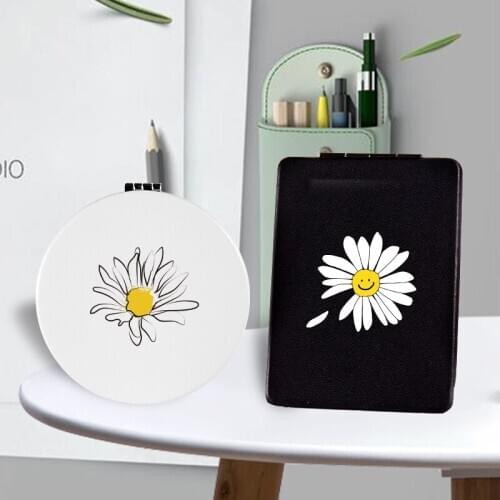 Fashion Makeup Mirror with 2 Sides for Girl Out Door Light Portable Folding Compact Cosmetic Vanity Pocket Magnifying Mirrors