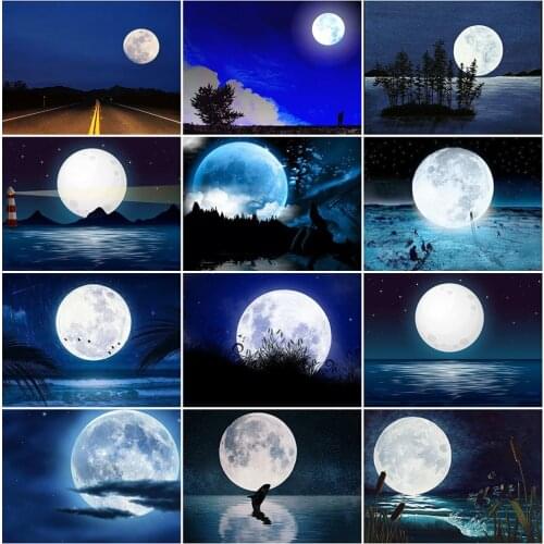 MomoArt 5D DIY Diamond Embroidery Scenic Cross Stitch Diamond Mosaic Moon Picture Rhinestone Art Painting Full Square Handicraft