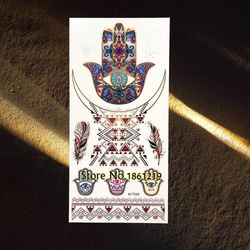 1PC New Flash Metallic Tattoo Sticker GGLH-014 Gold Silver Egypt Religious Zuma Maya Totem Wristband Waterproof Temporary Tattoo