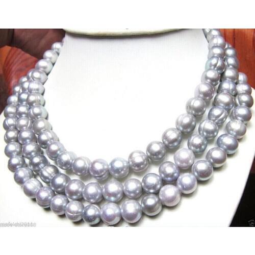 Very charming 11-12MM South Sea Gray Pearl Necklace 48"