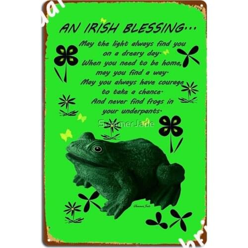 Froggy In Clover Or Shamrocks Poster Metal Plaque Mural Classic Wall Plaque Wall Mural Tin Sign Posters