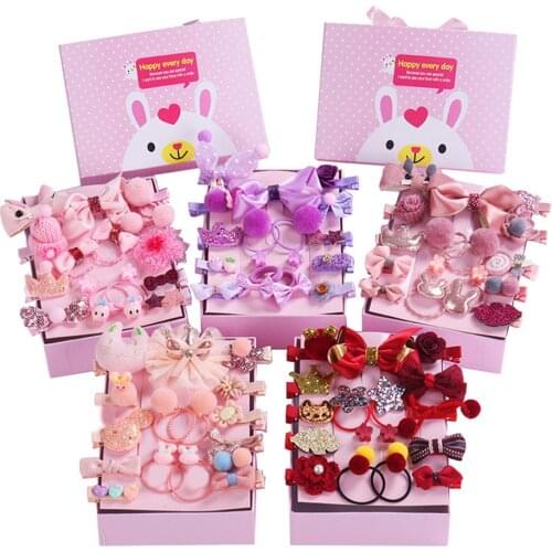 New Style Baby Hair Accessories Korean Style Princess Headdress Girls Headband 18 Pieces Children Barrettes Headband Gift Set