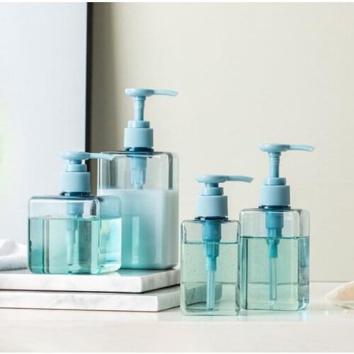 Empty Pump Bottles Clear Plastic Soap Dispenser Square Hand Pump Bottles Refillable Containers For Body Wash Soap Shampoo