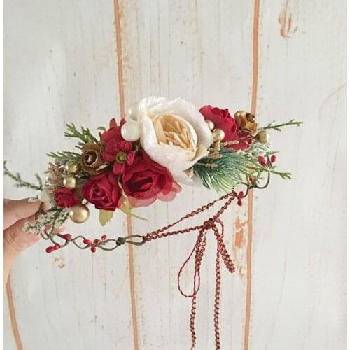 Chrismas Red White Flower Headband