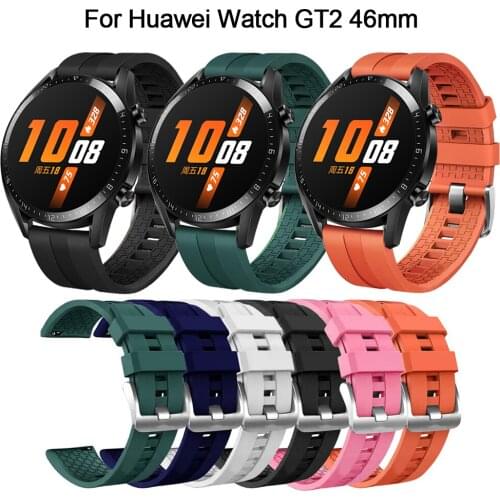 Silicone Strap on for Huawei Watch GT2 46mm GT 2 Replacement Watchbands Soft Bracelet Bands bande de montre horlogeband