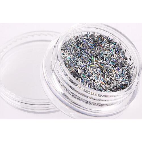 Super Fine Tiny Bar Glitter Sprinkles (Holographic Silver /5ML Box) Home Decor Nail Art Resin Cabochon Making Glitter 0.2x3mm