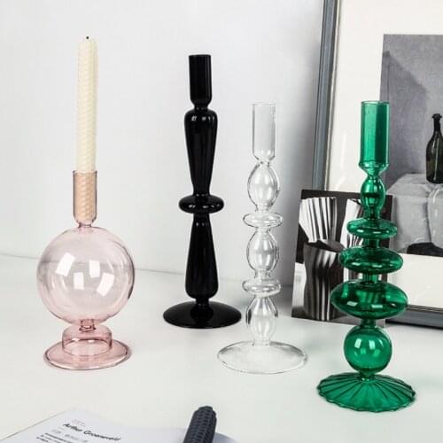 Light Luxury Glass Candle Holder Ins Homestay Simple Fashion Velas Candlelight Dinner Home Decoration Candelabros Decorativos