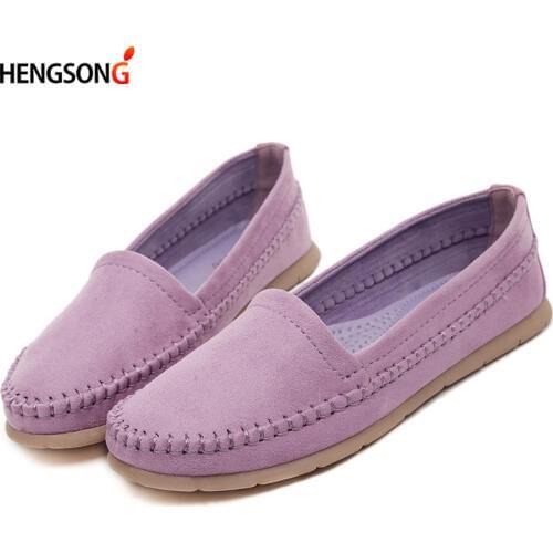 2020 Spring Women Flats Casual Shoes Big Size 44 Female Flat Loafers Flock Shoes Slips Slip-on Flat Womens Shoes Soft Round Toe