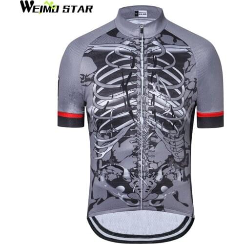 Weimostar 2018 Summer Skeleton Cycling Jersey Short Sleeve Outdoor Sport Bicycle Cycling Clothing MTB Bike Jersey Ropa Ciclismo
