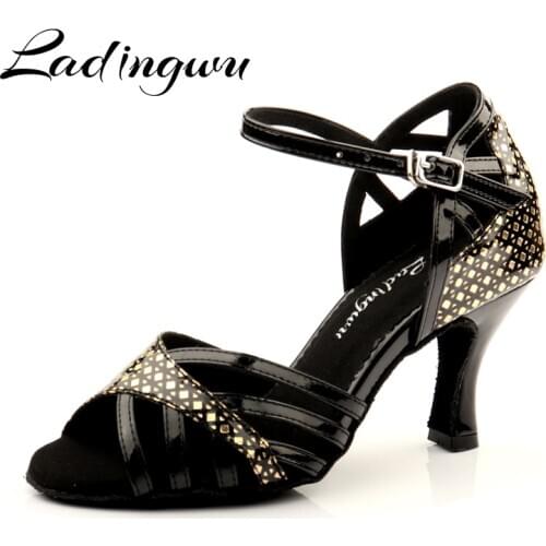 Ladingwu Latin Dance Boots For Ladies Girls Dance Shoes Salsa Women Fashion Graffiti Satin Professional Ballroom Dance Shoes