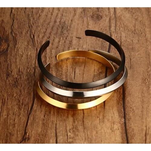 Gold/ black Stainless Steel Fashion Half Cuff Bracelet Bangle Unisex Women 2.24