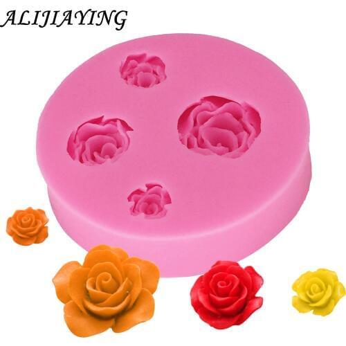 1Pcs 3D Rose Flower Silicone Mold For Fondant Cake Decorating Tools Sugar Craft Chocolate Candy Clay Soap Molds D0242