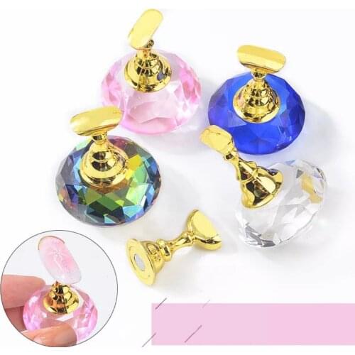 1Pc Magnetic Nail Holder + 5 Tips Practice Magnetic false nail practice training display crystal alloy stand holder