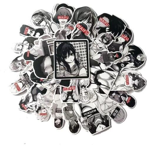 10/30/50PCS Matte Black and White Sexy Beauty Luggage Laptop Mobile Phone Graffiti Stickers Waterproof Stickers Wholesale