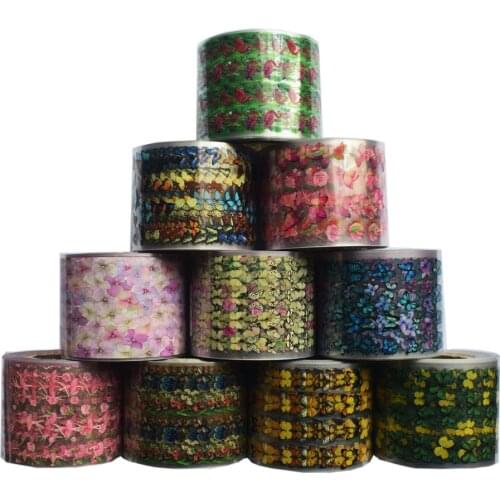 10Rolls Butterfly Nail Art Transfer Foil Sticker Flamingo Angel Starry AB Paper Wraps Adhesive Decals Nails Accessories 50M*4CM